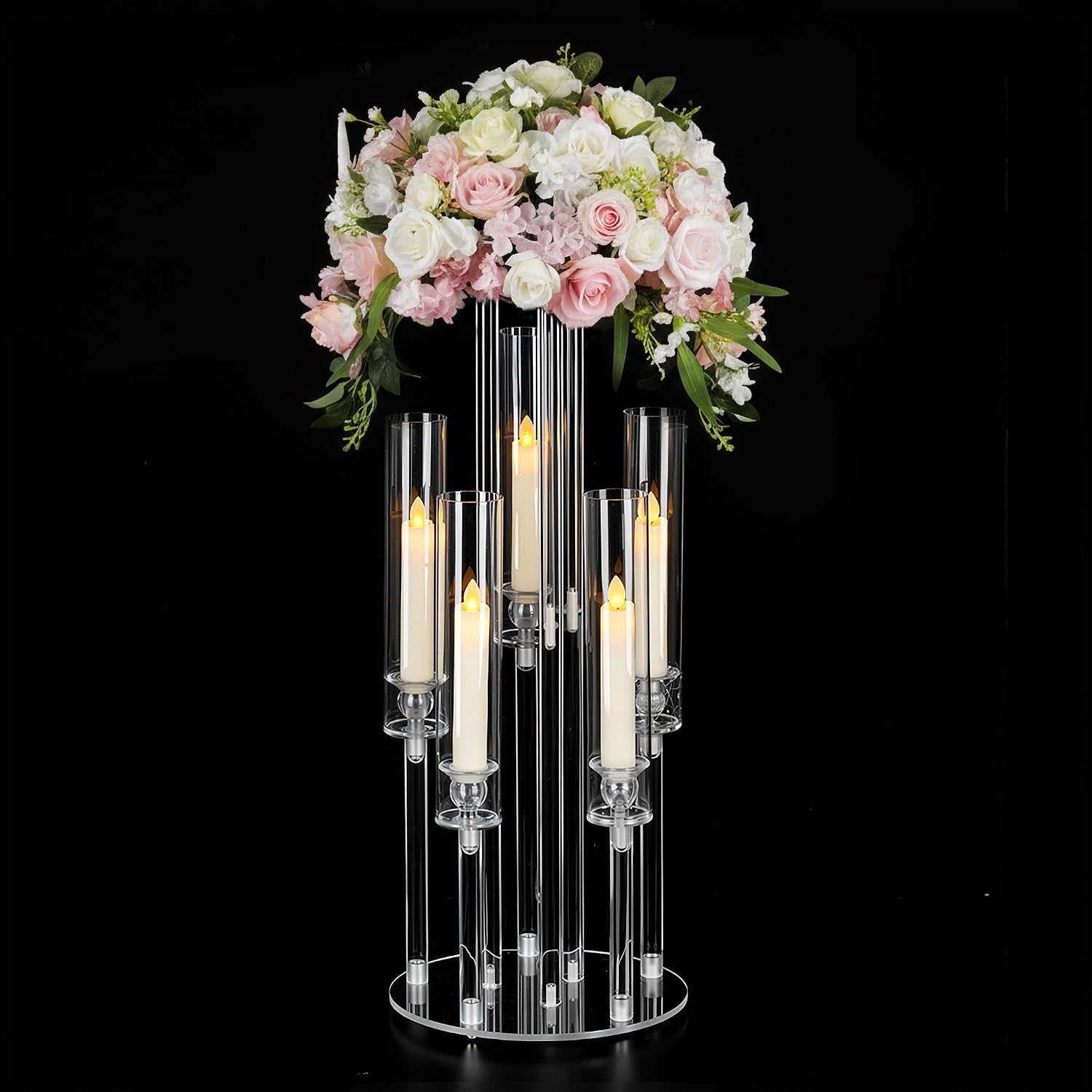 Centerpiece Vase Tall - Candélabre en acrylique transparent à 5