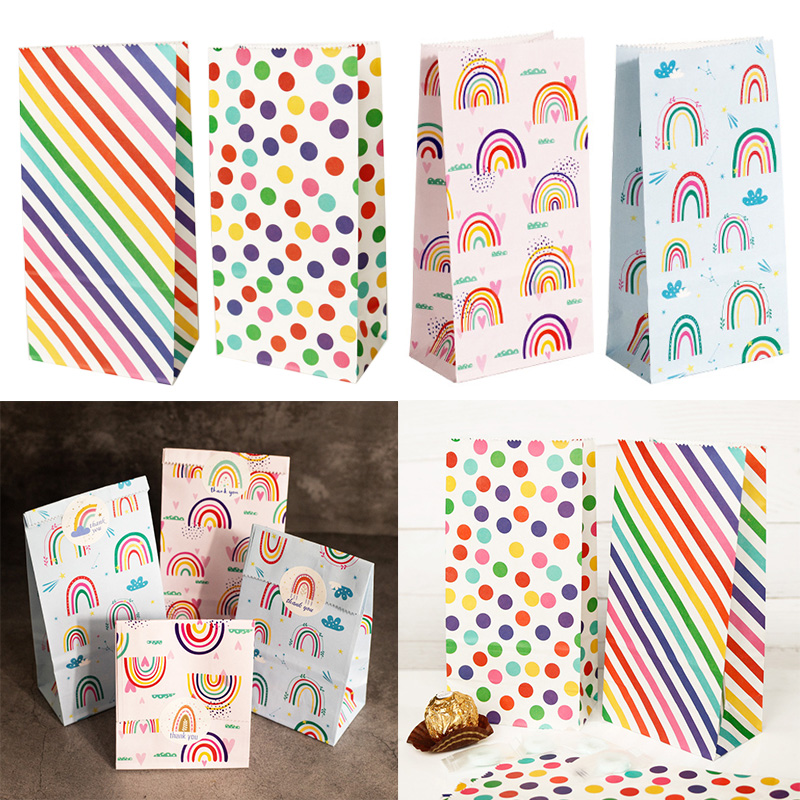 Wedding Event Supply - Petits sacs en papier imprimés arc-en-ciel,