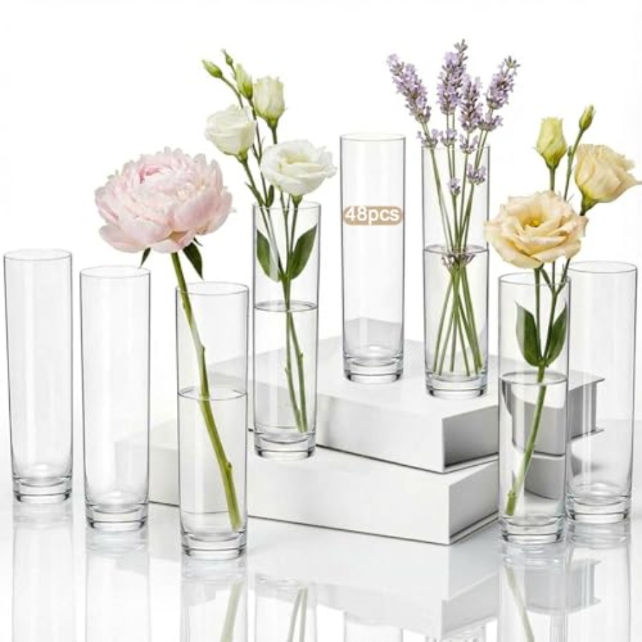 Centerpiece Vase Tall - 48 vases cylindriques en acrylique pour
