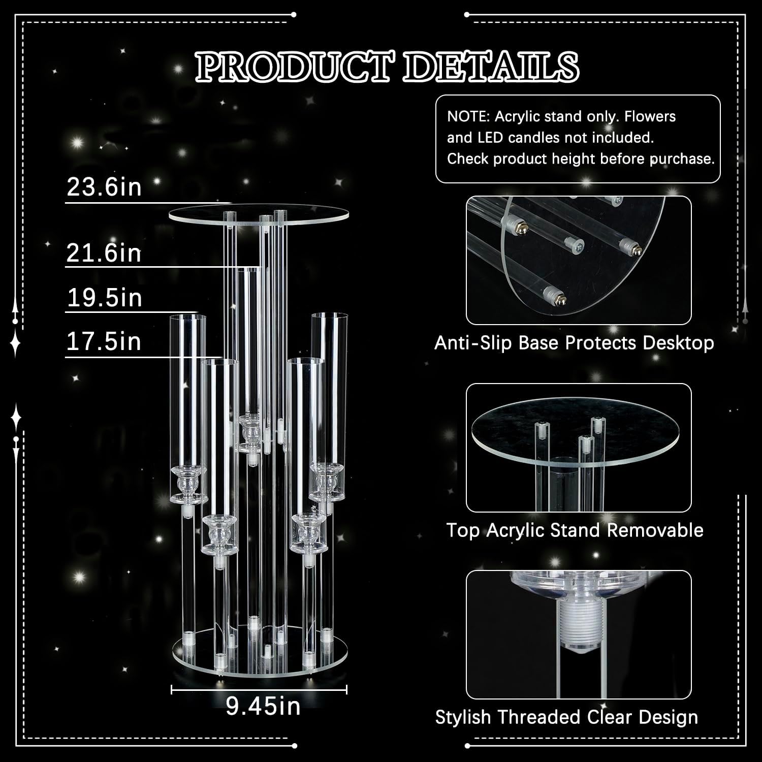 Candélabre en acrylique transp - Centerpiece Vase Tall avis et prix