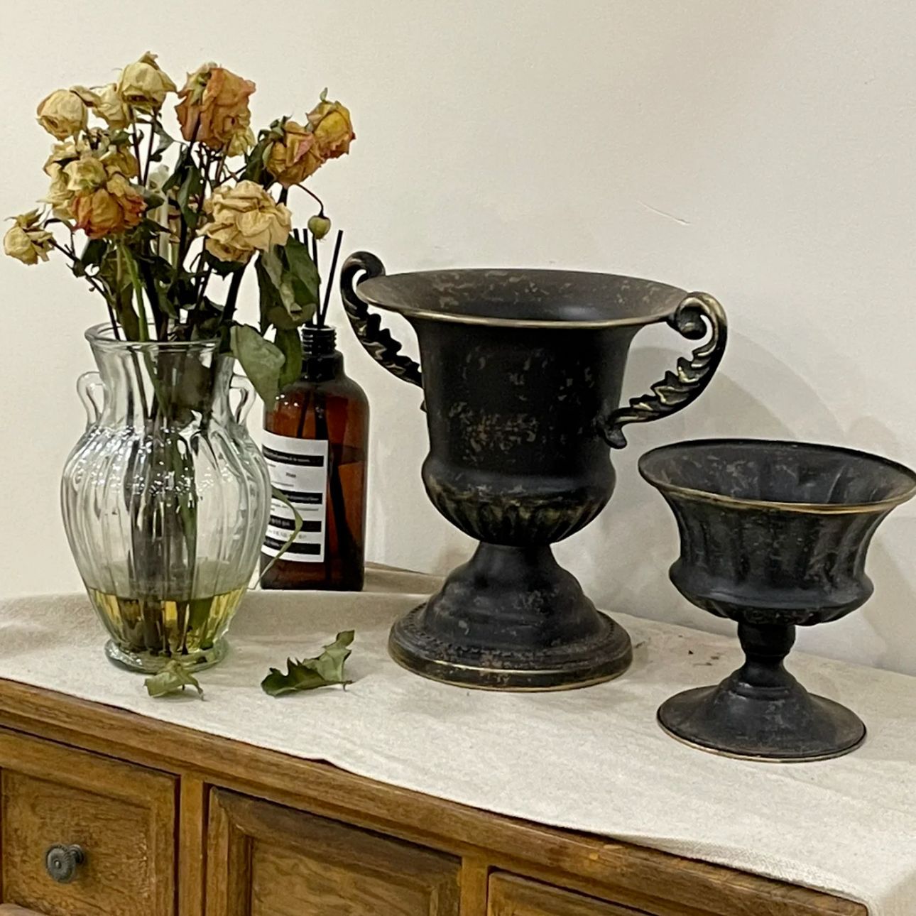 Vase sur pied en métal vintage - Centerpiece Vase Tall avis et prix